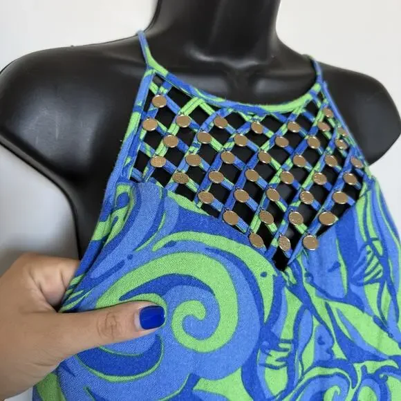 Lilly Pulitzer Womens Lattice Dress Small Racerback Gold Coins Coastal Vacation - Picture 5 of 8